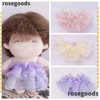 Rosegoods1 ชุดเดรสตุ๊กตา 10 ซม. เสื้อผ้าตุ๊กตาสวมชุดพัฟลูกไม้