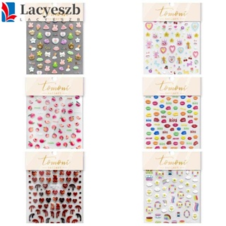 Lacyeszb สติกเกอร์ติดเล็บ ลายการ์ตูนสัตว์ หมีสายรุ้ง น่ารัก DIY สําหรับตกแต่งเล็บ