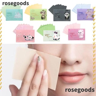 Rosegoods1 แผ่นกระดาษทิชชู่ซับมัน ทรงสี่เหลี่ยมผืนผ้า ดูดซับน้ํา แบบพกพา ควบคุมความมันคาโมมายล์ ลาเวนเดอร์