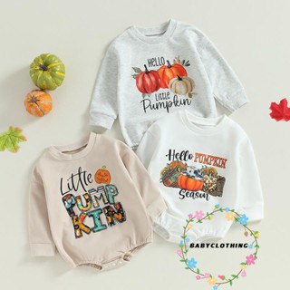 Babyclothes- ชุดรอมเปอร์ แขนยาว พิมพ์ลายฟักทองฮาโลวีน สําหรับเด็กวัยหัดเดิน เด็กทารก ทุกเพศ