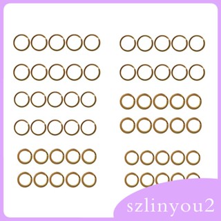 [szlinyou2] พวงกุญแจทองเหลือง ทรงกลม แบน 32 มม. 10 ชิ้น