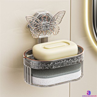 หน้าแรก กล่องใส่สบู่ No Water Bathroom Creative Sucker No Punching Drain Soap Box Butterfly Design AUBESSTECHSTORE AUBESSTECHSTORE