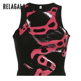 Relagala เสื้อกั๊ก พิมพ์ลายกราฟฟิติ แนวสตรีท สําหรับผู้หญิง 2023