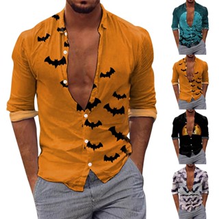 New Arrival~Men Shirts Tops Casual Fashion Halloween Hot Slim Fit Top Button Up Shirt