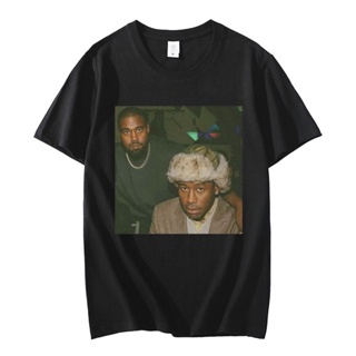 เสื้อยืดแขนสั้นลําลอง พิมพ์ลายกราฟฟิค Rapper Kanye West 90s สไตล์ฮิปฮอป วินเทจ โอเวอร์ไซซ์ แฟชั่นสําหรับผู้ชาย 