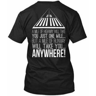 เสื้อยืด ผ้าฝ้าย พิมพ์ลายเครื่องบิน Runway Aviation Pilot Flying Na 36 A Mile Of Tee สําหรับผู้ชาย       