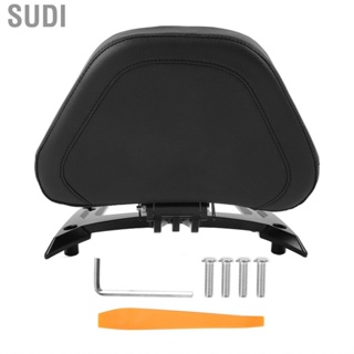 Sudi Passenger Back Cushion Backrest  UV Black Leather Weather Resistant Comfortable with Steel Bracket for Motorbike