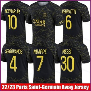 เสื้อกีฬาแขนสั้น ลายทีมชาติฟุตบอล Messi Mbappe Ramos Neymar Verratti NP2 2022-2023 PSG Third Away PN2