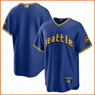 Fb 2023-2024 MLB Seattle Mariners Jersey Button Down เสื้อคาร์ดิแกนเบสบอล เสื้อยืด เสื้อกีฬา City Edition