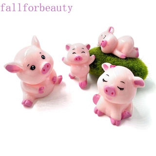 Fallforbeauty รูปปั้นเรซิ่น รูปหมูน่ารัก สําหรับตกแต่งบ้าน และสวน 4 ชิ้น