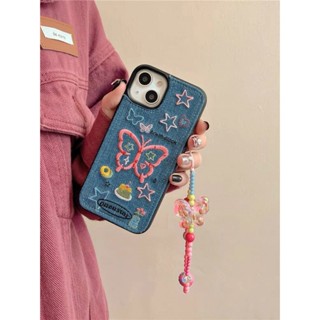 เคสโทรศัพท์มือถือ ปักลายผีเสื้อ ดาว สไตล์คาวบอย สําหรับ iPhone 14 14Pro 14promax 13 13Pro 13promax 11 12 12Pro 12promax 14