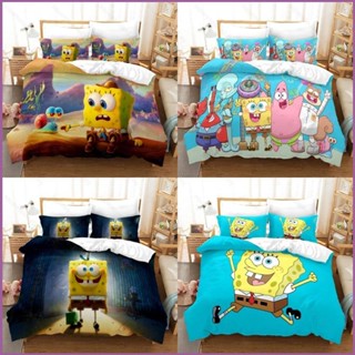 Sq2 SquarePants 3in1 ชุดเครื่องนอน ผ้าปูที่นอน ผ้าห่ม ห้องนอน ซักทําความสะอาดได้ สะดวกสบาย ชุดอยู่บ้าน