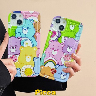 เคสโทรศัพท์มือถือ Tpu นิ่ม กันกระแทก ลายการ์ตูนหมีแคร์แบร์น่ารัก สีรุ้ง หลากสี สําหรับ IPhone 7 6S 13 12 Plus XS X Max SE 2020 11 14 Pro Max 7Plus XR 8 6