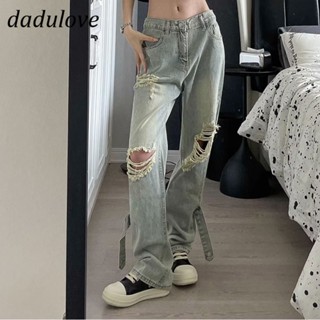 DaDulove💕 New American Ins High Street Retro Ripped Jeans Niche High Waist Loose Wide Leg Pants Trousers