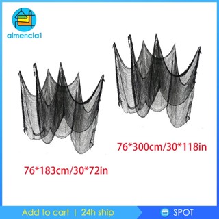 [Almencla1] ผ้ากอซแขวนผนัง ลายฮาโลวีน น่าขนลุก อเนกประสงค์ ยืดง่าย สีดํา สําหรับแขวนตกแต่งประตู