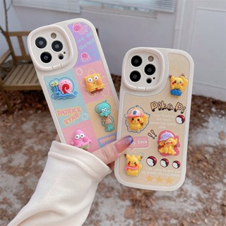 เคสโทรศัพท์มือถือ ลายการ์ตูนปิกาจู สพันจ์บ็อบ สแควร์แพนท์ สามมิติ สําหรับ Apple Iphone 14plus 14PROMAX 11 12