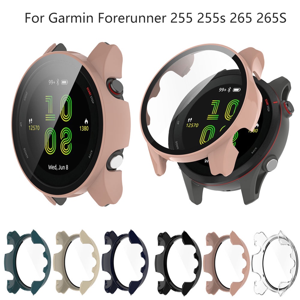 สําหรับ Garmin Forerunner 255 255s 265 265S กระจกกันรอยหน้าจอ ฝาครอบ กรอบแข็ง กันชน PC เคสป้องกันเต็มรูปแบบ