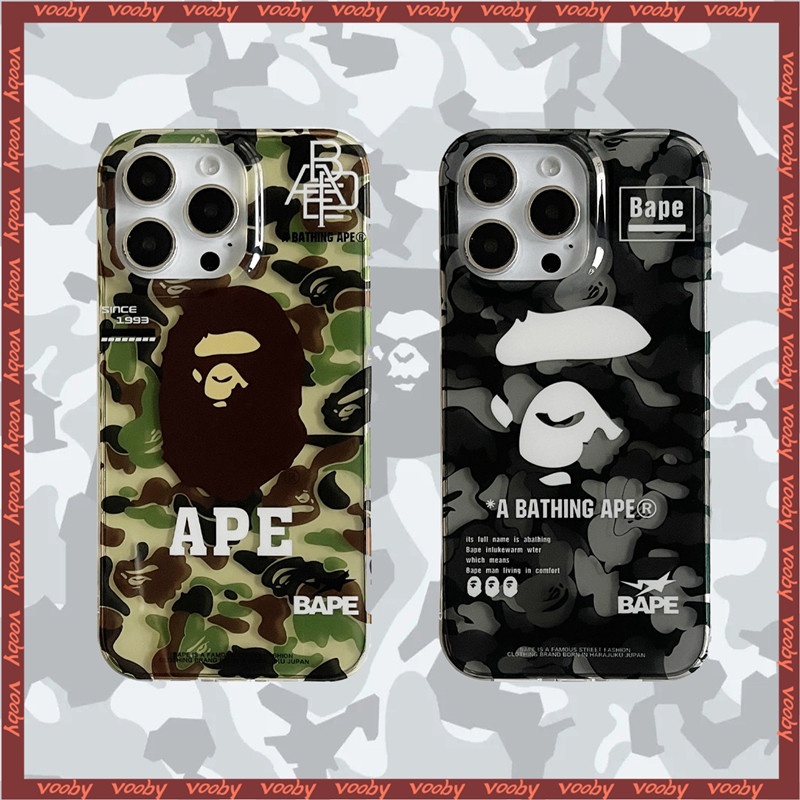 สตรีทแฟชั่น พรางคลาสสิก BAPE APE Bright โปร่งใส IMD คู่เคสโทรศัพท์นุ่มเหมาะสําหรับ IPhone17 17Pro 17ProMax 16 16Pro 15 15Pro 15ProMax 14 14Pro 14PM 13 13Pro 13P
