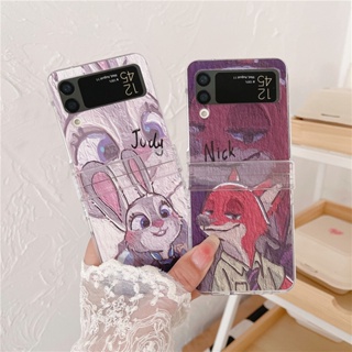 เคสโทรศัพท์มือถือ PC แข็ง กันกระแทก ลายสวนสัตว์ สําหรับ Samsung Galaxy Z Flip 4 5G 3in1 Zootopia Z Flip 3