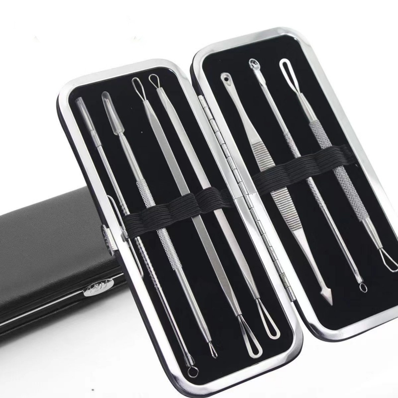 อุปกรณ์กดสิว ที่กดสิวสเตนเลส มืออาชีพ 7 ชิ้น ที่บีบสิวเสี้ยน เครื่องมือความงาม เซ็ทกด/บีบ/เจาะสิว  ที่กดสิวเสี้ยน สิวผด - รูปที่ 4