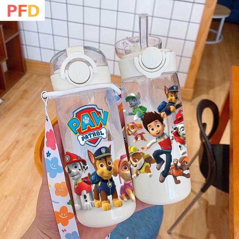 paw patrol ขวดน้ําพลาสติก กันรั่ว แบบพกพา ลายการ์ตูนอะนิเมะทีม Paws ขนาด 400 มล. แฟชั่นฤดูร้อน สําหรับเด็ก