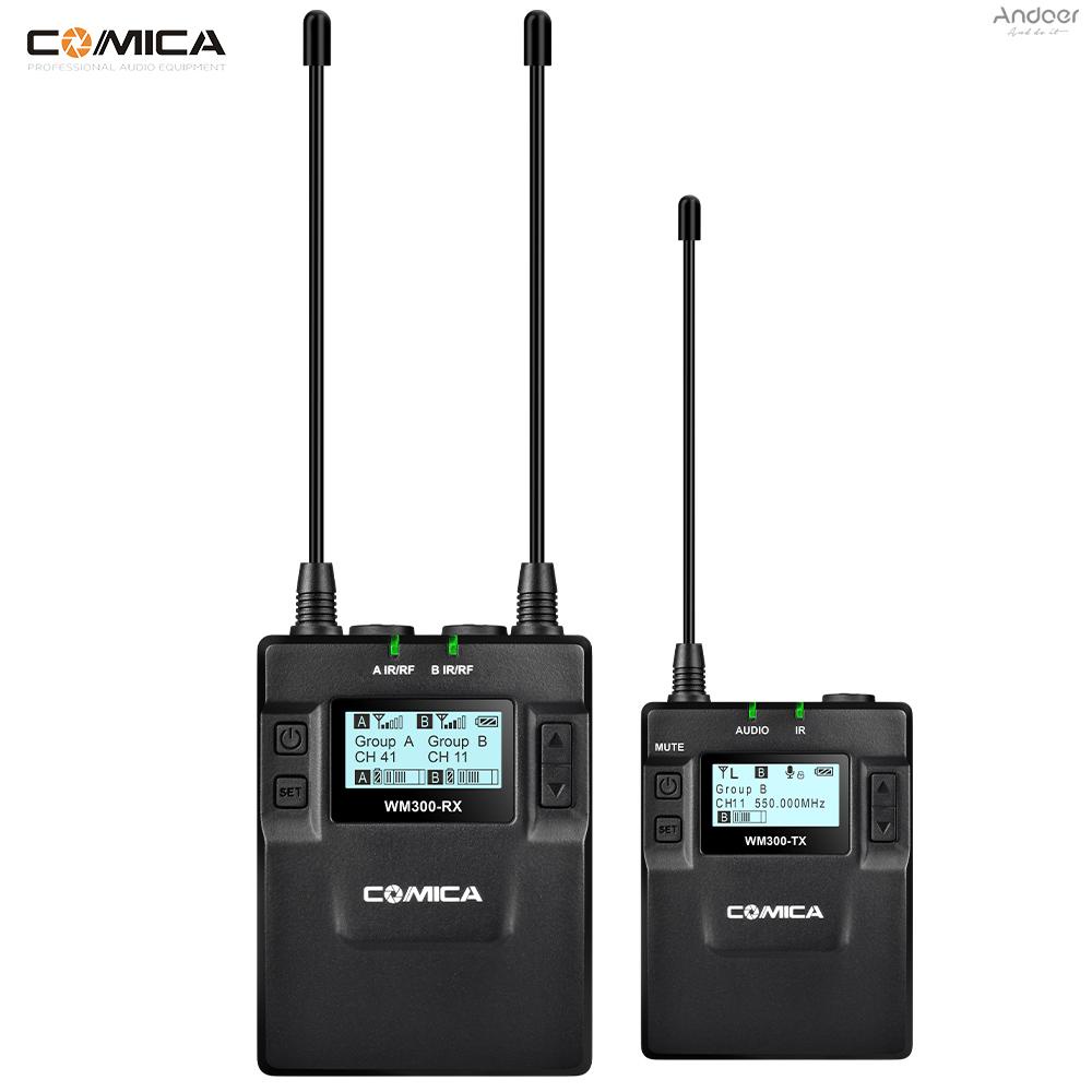CoMica CVM-WM300(C) UHF 96-Channel Zinc Alloy Rechargeable Wireless Lavalier Microphone Transmitter + Receiver System for    Panasonic D/SLR Camera XLR Camera &amp; Smart