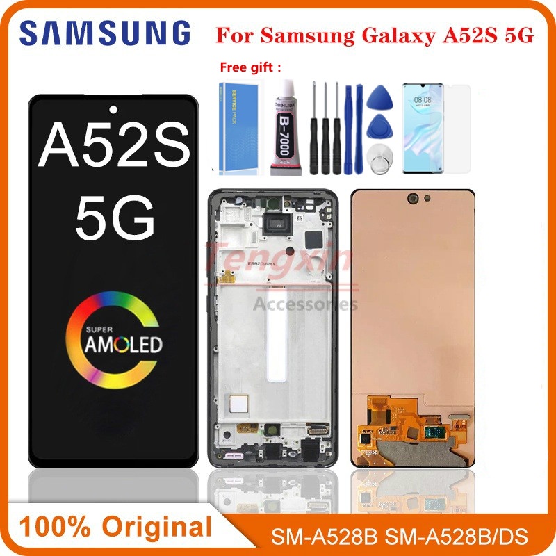 6.5 "; จอแสดงผล AMOLED สําหรับ Samsung Galaxy A52s 5G A528B A528M A528B/DS LCD Touch Screen Digitizer อะไหล่ซ่อม