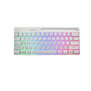 (630) OKER K74 WHITE GAMING KEYBOARD RAINBOW LIGHT KEYBOARD รับประกัน 2ปี