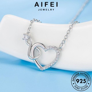 AIFEI JEWELRY Silver ความรักที่เรียบง่าย แฟชั่น ผู้หญิง 925 ต้นฉบับ เครื่องประดับ เงิน จี้ แท้ เกาหลี มอยส์ซาไนท์ไดมอนด์ เครื่องประดับ สร้อยคอ N44