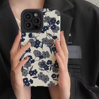 เคสโทรศัพท์มือถือแบบนิ่ม TPU กันกระแทก กันรอยกล้อง ลายดอกไม้ สีฟ้า สําหรับ iPhone 14 Pro Max 13 Mini 12 11 Pro X XS XR 7 8 Plus SE