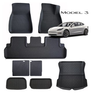 SET 8 ชิ้น TESLA MODEL 3 พรม XPE ผ้ายางปูพื้นรถ 3D กันลื่น กันน้ำซึม สำหรับ TESLA Model 3 3D วัสดุ XPE