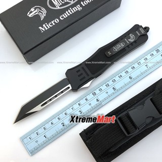 มีดเดินป่า มีดสปริงตรงขนาดกลาง ใบ Tanto คมเดียวเรียบ Microtech Combat Troodon 00556 D/E Automatic Knife Camping Tool