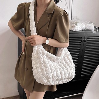 Carlyning style cozy soft M กระเป๋าสะพายไหล่ ผ้าฝ้าย ขนาดใหญ่ จุของได้เยอะ ลายก้อนเมฆ แฟชั่นสําหรับสตรี