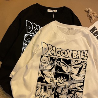 ใหม่ เสื้อยืด ✢ↂDragon Ball เสื้อยืดอนิเมะ พิมพ์ลายการ์ตูนดราก้อนบอล สไตล์ญี่ปุ่น ฮาราจูกุ สีดํา สําหรับผู้ชาย ผู้หญิง