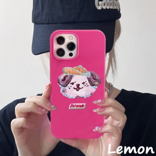 [Lemon] เคสโทรศัพท์มือถือเจลลี่นิ่ม เนื้อเงา ลายการ์ตูนสุนัขน่ารัก สีแดงกุหลาบ สําหรับ Iphone 14pro 14promax 13 13pro 13promax 11 12 12pro 12promax XR XSMAX 7P 8P MINI