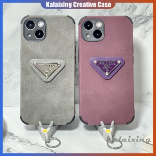 เคสโทรศัพท์มือถือหนัง ลาย Prada สีพื้น สําหรับ iPhone 14 Pro Max 14 Plus 13 12 11 Pro Max 12 13 Mini 6 7 8 Plus Xs Max Xr X Xs