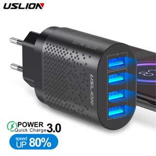 Uslion อะแดปเตอร์ชาร์จโทรศัพท์มือถือ USB 3A หัวชาร์จเร็ว มาตรฐานยุโรป อเมริกา