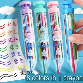 ดินสอสีน้ํามัน สีพาสเทล หลากสี 8 In 1 แบบเปลี่ยน สําหรับวาดภาพกราฟฟิติ DIY 1 ชิ้น