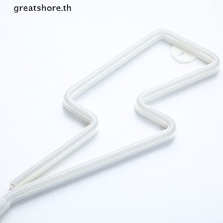 Greatshore โคมไฟนีออน LED รูปสายฟ้า ชาร์จ USB สําหรับติดตกแต่งผนังบ้าน