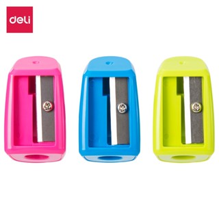 Deli กบเหลา 1 รู กบเหลาดินสอ ที่เหลาดินสอ ราคาต่อ 1ชิ้น อุปกรณ์นักเรียน สีสันสดใส Pencil Sharpener