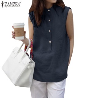 Zanzea เสื้อกล้าม แขนกุด สีพื้น สไตล์เกาหลี สําหรับผู้หญิง