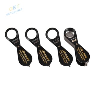[Getdouble.th] แว่นขยายมือถือ 10 20 30 40X พร้อมไฟ LED UV สําหรับตรวจสอบเครื่องประดับ [Getdouble.th]