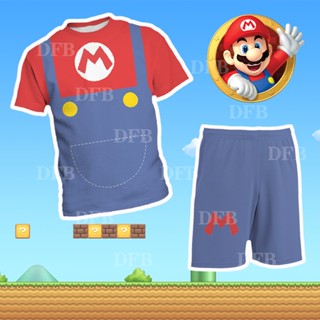 เสื้อยืดแขนสั้น คอกลม พิมพ์ลายการ์ตูน Super Mario 3 มิติ เหมาะกับงานปาร์ตี้วันเกิด แฟชั่นสําหรับเด็กผู้ชาย