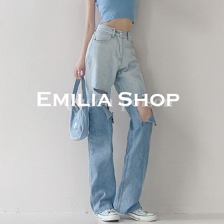 EMILIA SHOP กางเกงขายาว กางเกงเอวสูง ผู้หญิงสไตล์เกาหลี 2023 ใหม่ A23L0F5 0415