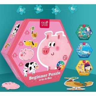 จิ๊กซอว์ กล่องหกเหลี่ยม สำหรับ เด็กเล็ก TOI Beginner puzzle 4 in a box จิกซอ jigsaw