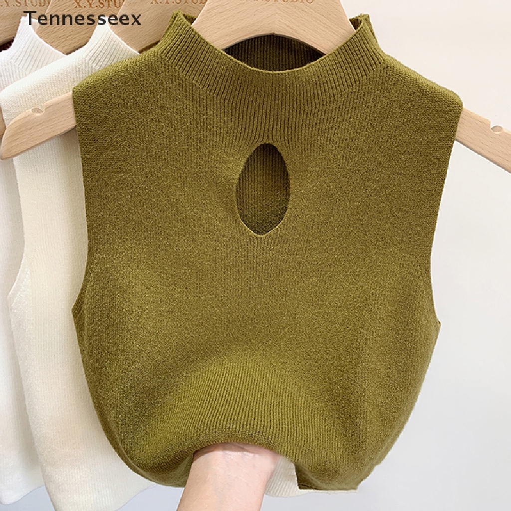 [TESN] เสื้อแขนกุด เสื้อไหมพรม เสื้อกล้าม คอเต่า ลายทาง แขนกุด ผ้าถัก สีพื้น แฟชั่นฤดูร้อน สําหรับผู้หญิง OOQ