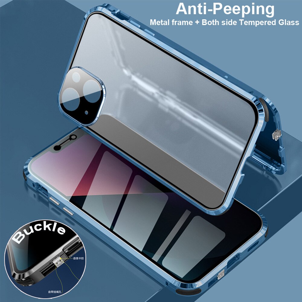 เคสโทรศัพท์มือถือแบบแก้ว แม่เหล็ก สองด้าน กันกระแทก หรูหรา สําหรับ IPhone 14 13 12 11 Pro Max 14Plus 13Pro