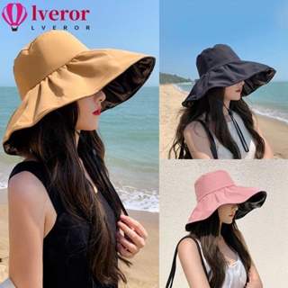 Lveror หมวกบักเก็ต กันแดด แบบพกพา พับได้ แฟชั่นฤดูใบไม้ผลิ ฤดูร้อน