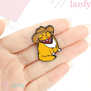 Lanfy เข็มกลัดรูปหมวกปราสาทลายการ์ตูนแมวน่ารักสไตล์คาวบอย C สําหรับเด็ก