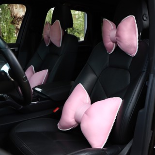 Summer Ice Silk Headrest Automotive Headrest Cushion Cute Bow Pillow Car Universal Anti-Fatigue Car Neck Pillow Waist Cushion Car Interior Decoration Female Car headrests Waist Pillow  Car interior accessories